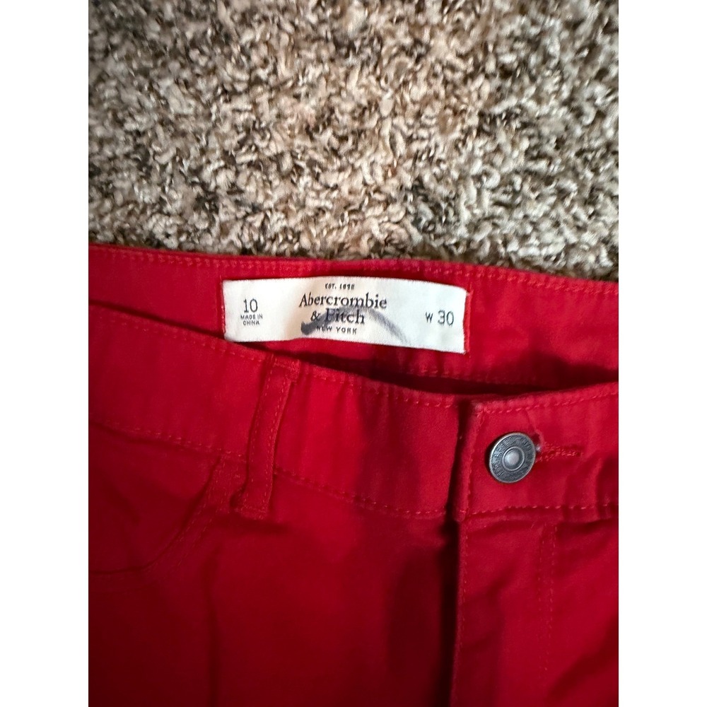 Abercrombie & Fitch Womens Skinny Pants Red Size 10 W30 Solid Casual Twill - Picture 4 of 6